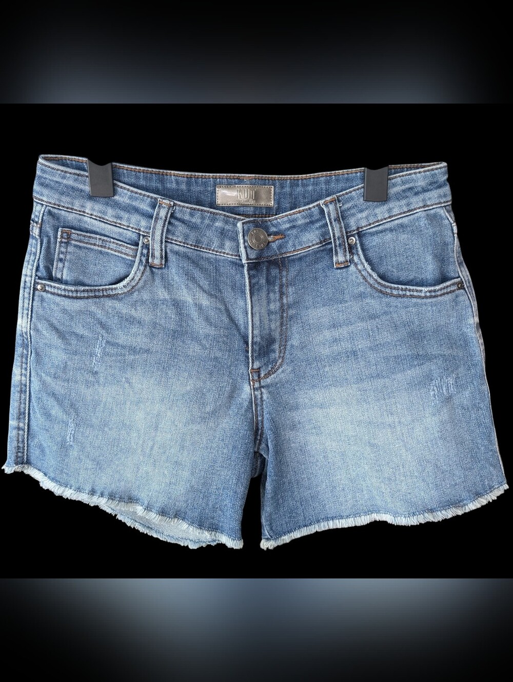 Kut from the Kloth Light Blue Denim Frayed Hem Shorts